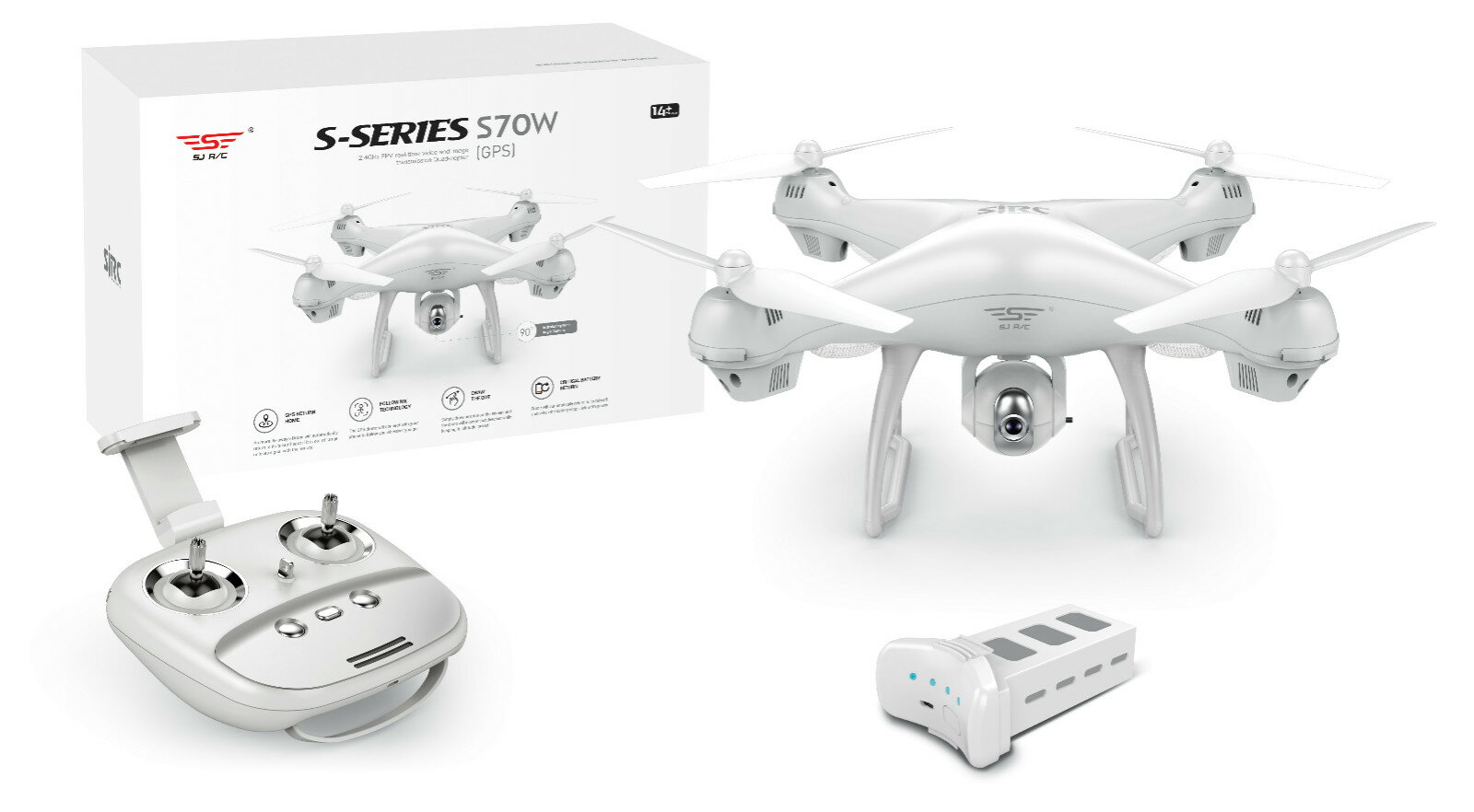 ドローン GPS搭載 広角HDカメラ付き 1080p FPV 携帯電話2.4GHz/5GHz 両対応 自動追従するフォローミーモード (白)
