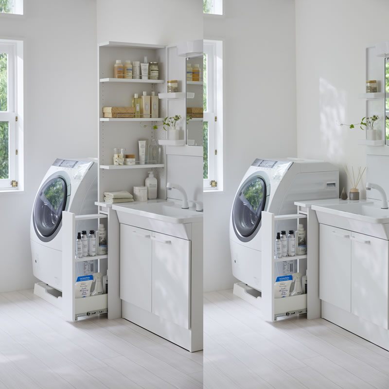 サニタリーすきまくん 幅15-45 奥行42/52 洗面収納棚 洗面サイド収納 TTL TTR [3]