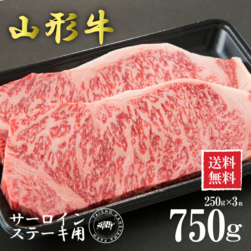 【送料無料】山形牛サーロイン ステーキ用750g（250g×3枚） 国産 東北 山形県産 牛肉 新鮮 冷凍 生肉 ご当地 おいしい おうちご飯 ステーキ丼 煮物 炒め物 にも オススメ 霜降り 贅沢 記念日 パーティー