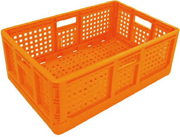 【国産】折りたたみコンテナ（オレンジ）収穫コンテナ