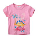 恐竜 ピンク ガールズ 半袖 Tシャツ キッズ 綿(4)