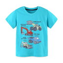 はたらくくるま ショベルカー ダンプカー 油圧ショベル Tシャツ ボーイズ 半袖 キッズ ブルーグリーン 男の子 綿(4)
