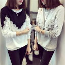 プラスサイズ プルオーバー トレーナー レース 3XL ・ 4XL レディース 上品 オフィスカジュアル 華奢見え おしゃれ 長袖 フェミニン トップス グレー...