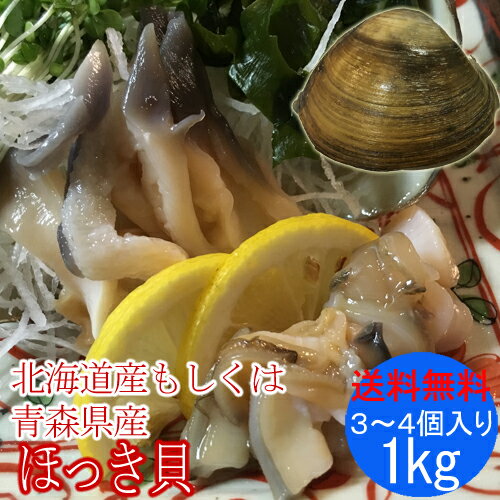 殻付き ホッキ貝 （ 活き ほっき貝 北寄貝 ホッキガイ )1kg（3〜4個）