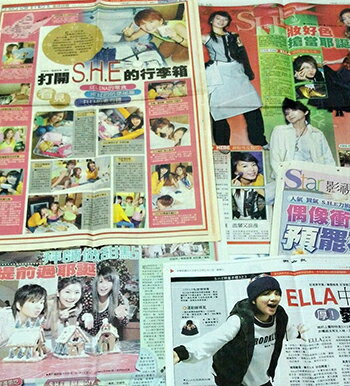 さよならセール！S.H.EのELLA(陳嘉樺)2003年8月18日～2004年12月21日新聞記事＆広告5枚セット