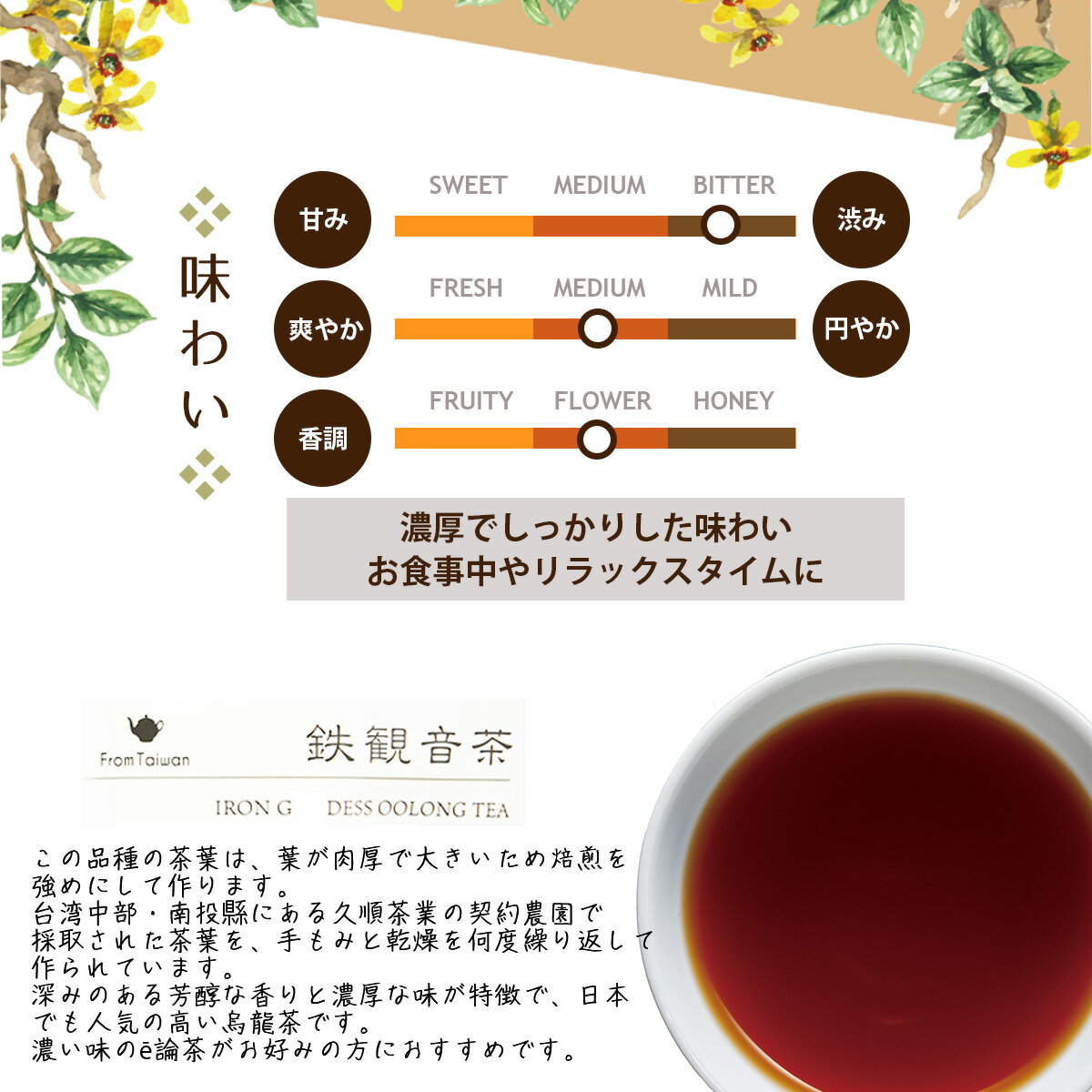 Mug&Pot 鉄観音茶（台湾茶 烏龍茶 茶葉が開く ティーバッグ ティーパック 2g×6P）