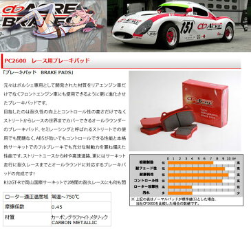 【アクレ/acre】 PEUGEOT 405 SEDAN 等にお勧め PC2600 [リア用] 左右セット レース用ブレーキパッド 型式等：1.9 SRI (Fr ,Solid Disc) 品番：β812