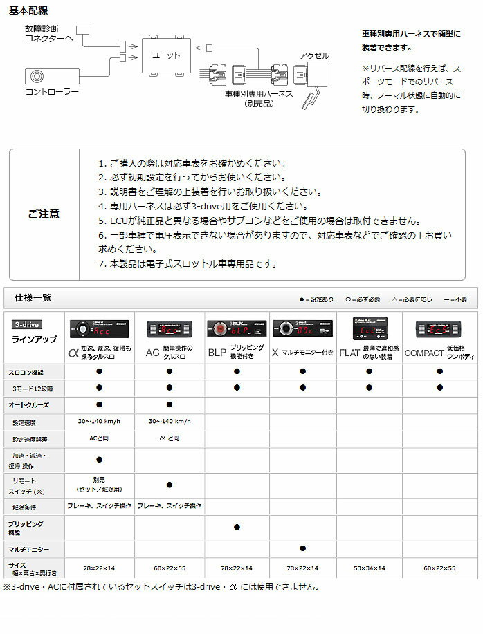 【Pivot】3-drive・X ブレイド AZE154/156H などにお勧め 品番：本体 3DX / 車種別ハーネス TH-2A ピボット スロコン スリードライブエックス