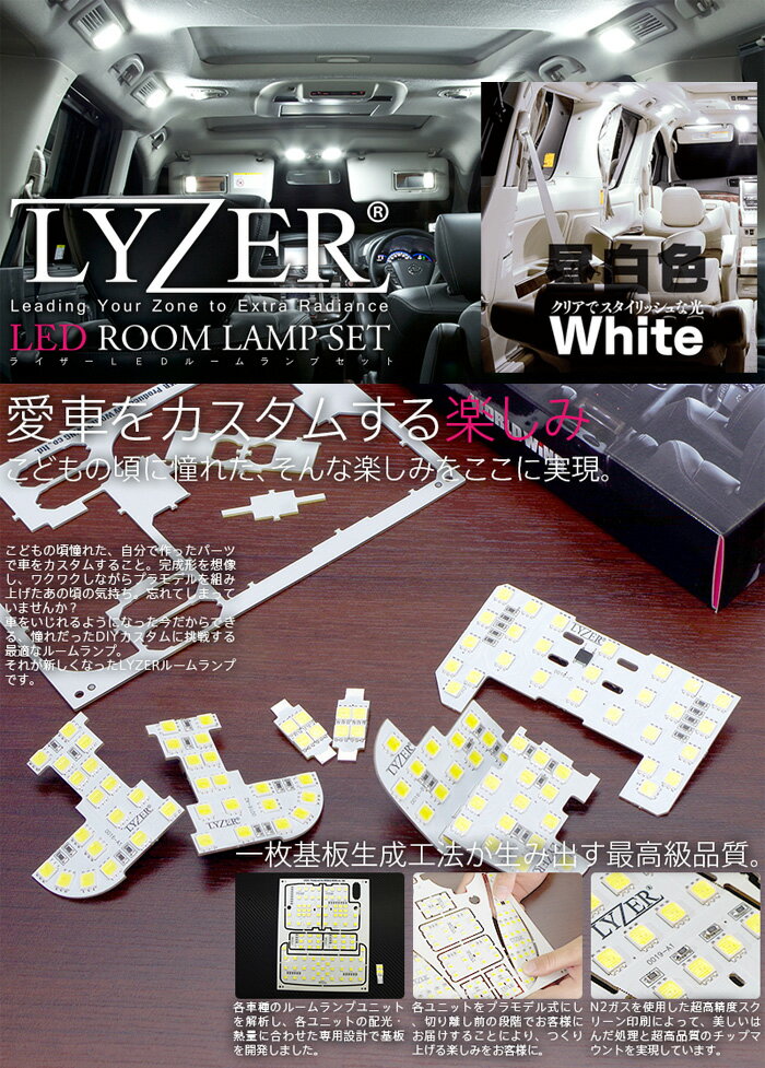 【ライザー LYZER】プリウスα 等にお勧め LEDルームランプ / ホワイト（昼白色） 1台分セット 型式等：ZVW4# 品番：No.0029