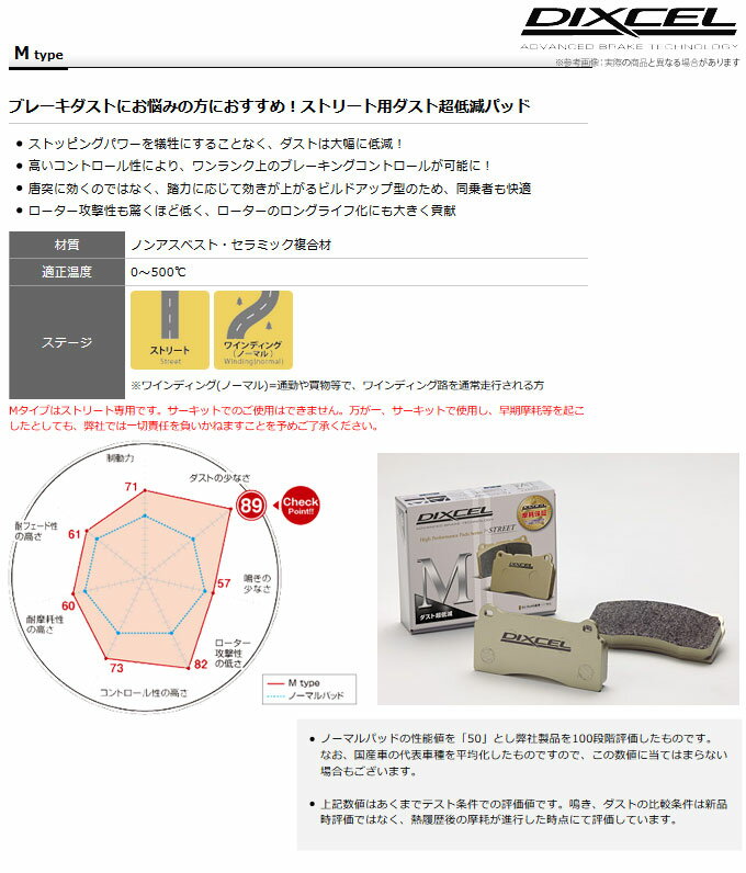 【ディクセル DIXCEL】 レガシィ ツーリングワゴン 等にお勧め Mタイプ・フロント用 ブレーキパッド タイプM 型式等：BGA 品番：361078