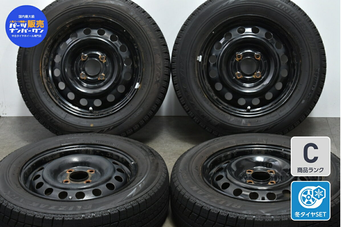 中古 トピー スタッドレスタイヤホイールセット 4本セット 14インチ 5J +55（実測） PCD 100 165/70R14 81Q【 ブリヂストン 製 スタッドレスタイヤ付き】