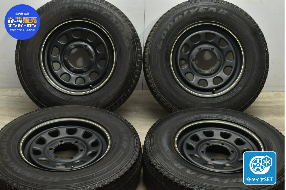 中古 社外 スタッドレスタイヤホイールセット 4本セット 15インチ 6.5J +40（実測値） PCD 139.7 195/80R15 107/105L LT【 グッドイヤー 製 スタッドレスタイヤ付き】