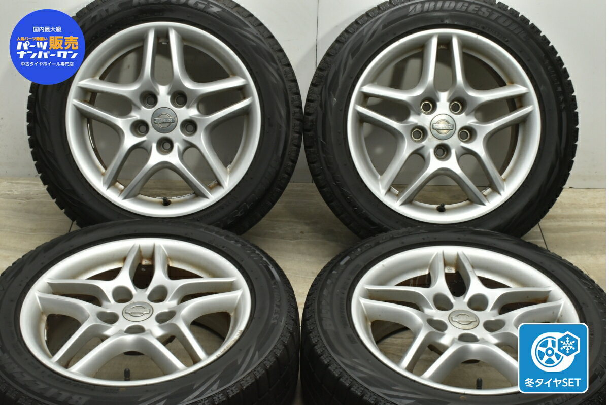 中古 ニッサン 純正 スタッドレスタイヤホイールセット 4本セット 16インチ 7J +40 PCD 114.3 205/55R16 91Q【 ブリヂストン 製 スタッドレスタイヤ付き】