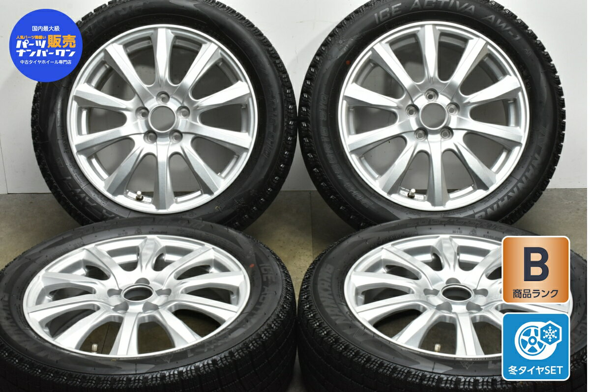 中古 Weds スタッドレスタイヤホイールセット 4本セット 16インチ 6J +42 PCD 100 205/55R16 91Q【 ナンカン 製 スタッドレスタイヤ付き】