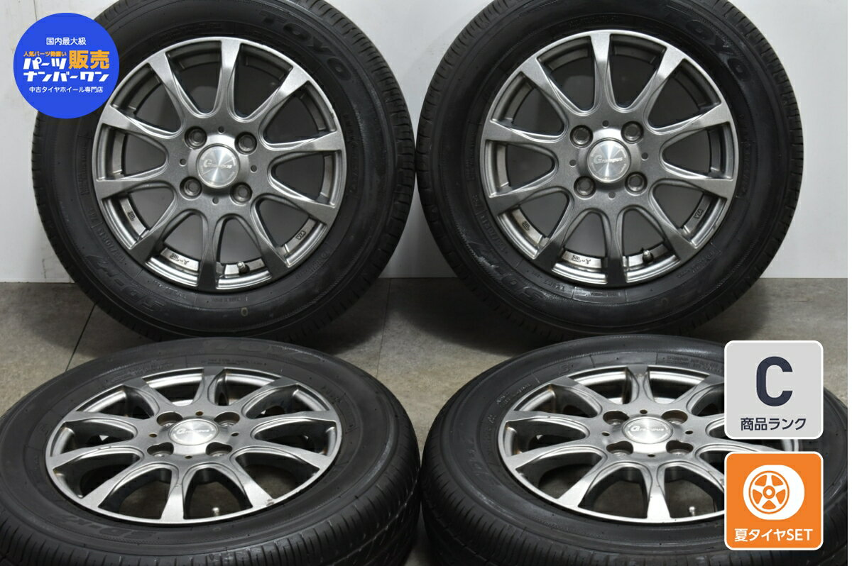 中古 トレジャーワンカンパニー タイヤホイールセット 4本セット 13インチ 4B +43 PCD 100 155/70R13 75S【 トーヨー 製 タイヤ付き】