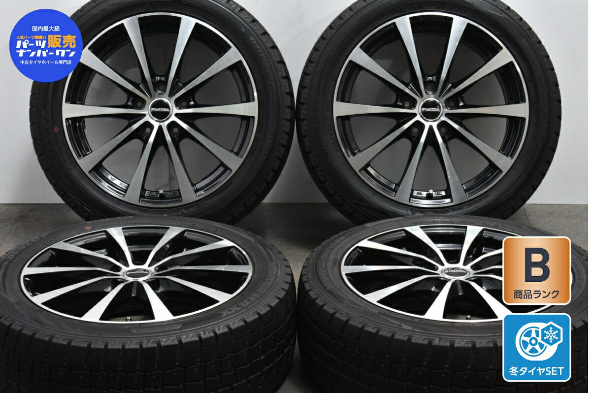 中古 Laffite スタッドレスタイヤホイールセット 4本セット 17インチ 7J +55 PCD 114.3 215/50R17 91Q