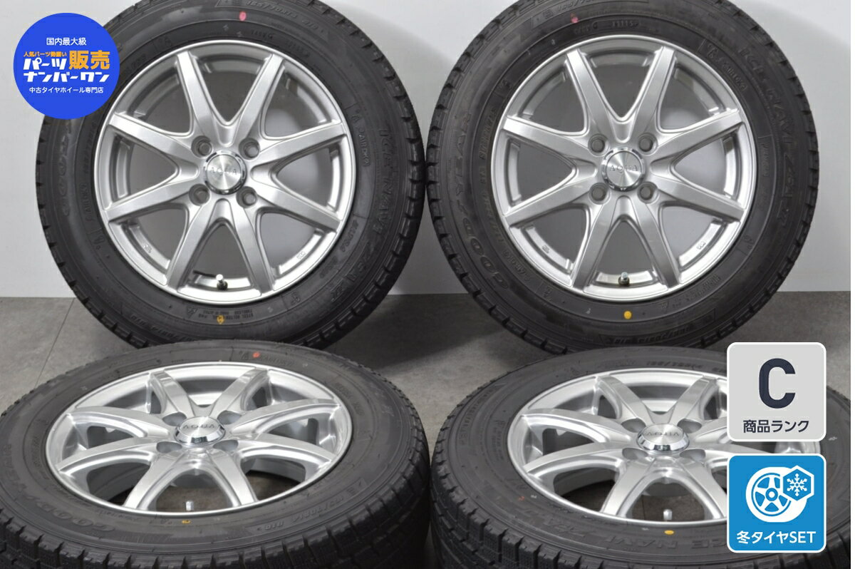 中古 社外 スタッドレスタイヤホイールセット 4本セット 14インチ 5.5J +42 PCD 100 165/70R14 81Q【 グッドイヤー 製 スタッドレスタイヤ付き】