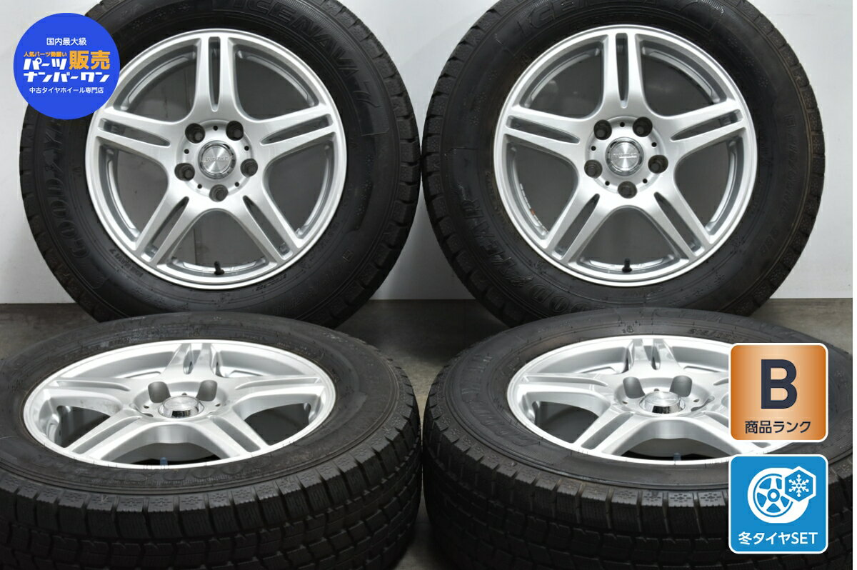 中古 社外 スタッドレスタイヤホイールセット 4本セット 16インチ 6.5J +35 PCD 114.3 215/65R16 98Q【 グッドイヤー 製 スタッドレスタイヤ付き】