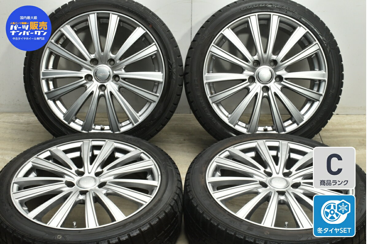 中古 WEDS スタッドレスタイヤホイールセット 4本セット 18インチ 7J +55 PCD 114.3 215/45R18 89Q【 グッドイヤー 製 スタッドレスタイヤ付き】