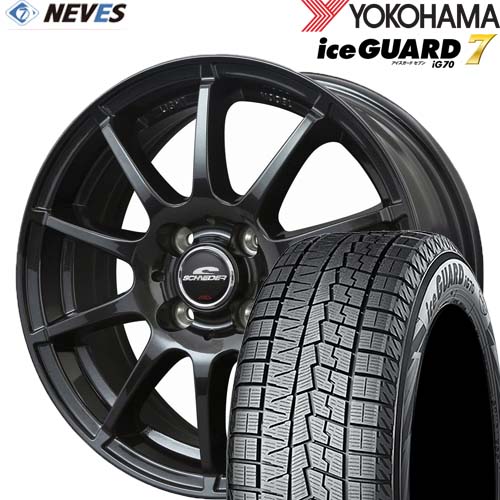 スタッドレスタイヤ&ホイールセット 【165/70R14 81Q 2022～2023年製 YOKOHAMA(ヨコハマ) ice GUARD iG70 14x4.5J 4H SCHNEIDER STAG ストロングガンメタ】取り寄せ商品 欠品時はご連絡