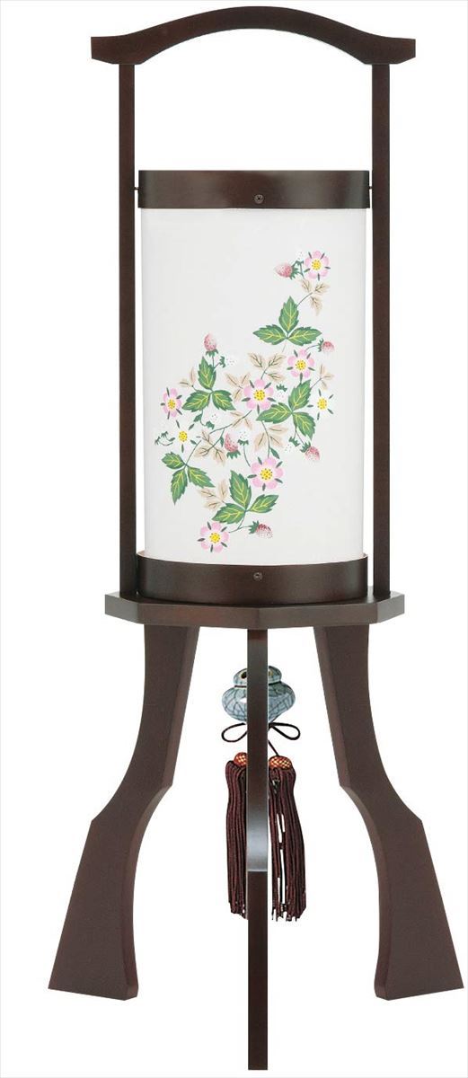 ≪盆提灯≫和み・大（ダークオーク・花苺）廻転筒付［64641］