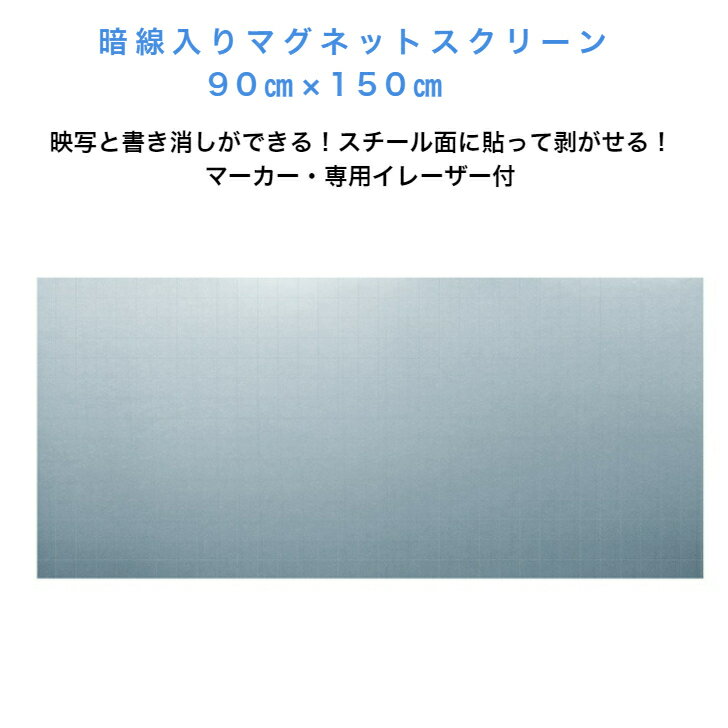 暗線入マグネットスクリーン 90×150cm 専用イレーザ、マーカー(黒・赤）付属