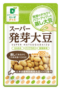 ■内容量：100g■原材料：大豆(北海道産)、食塩(天塩)、米酢■開封前賞味期限：常温で3ヶ月■配送方法:常温■メーカー:株式会社だいずデイズ◆発芽の力で大豆の旨みと栄養価がアップ◆食物繊維含有量：7.3g/袋◆GABA含有量：20mg/袋◆イソフラボン含有量：120mg/袋◆水洗い不要でそのまま使える◆炒め物や和え物、サラダのトッピングなどに◆188kcal/100g ※手配商品のため、メーカーの在庫状況によっては欠品となる場合があります。 また、手配商品につきましては、ご注文後のキャンセルはできませんのでご了承ください。