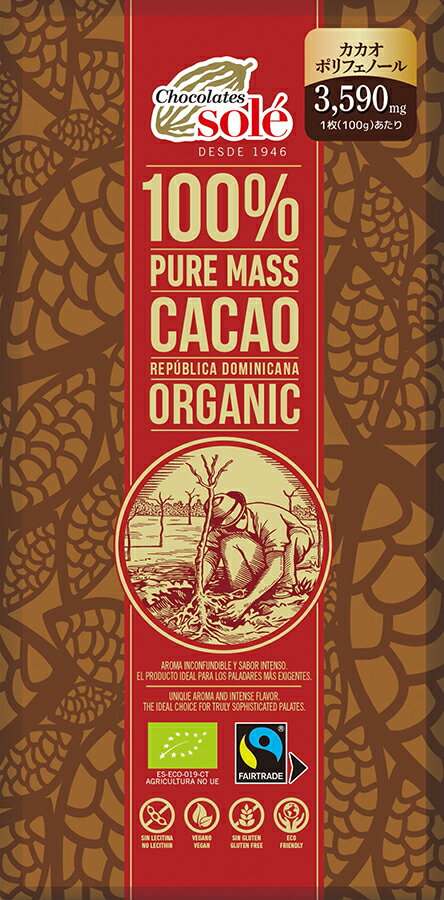 ●【オーサワ】チョコレートソールオーガニックダークチョコレート100% 90g※11月～3月限定品