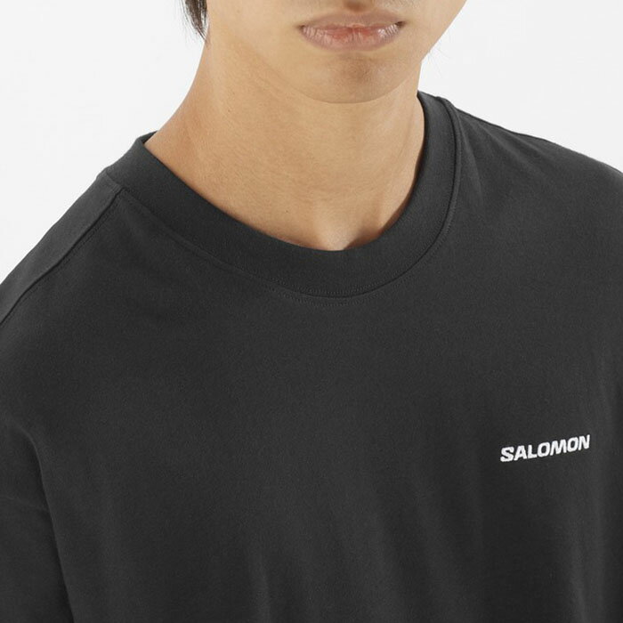 SALOMON サロモン Tシャツ サロモンロゴ メンズ ディープブラック ゆったり 半袖 アウトドア カジュアル タウンユース LC2527200
