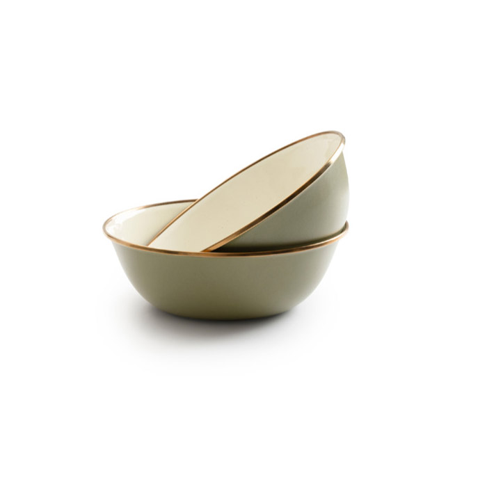 BAREBONES ベアボーンズ Enamel 2-Tone Bowl Set エナメル 2トーン ボウル2個セット オリーブドラブ ホーロー 食器 深皿 キャンプ 20235057048000