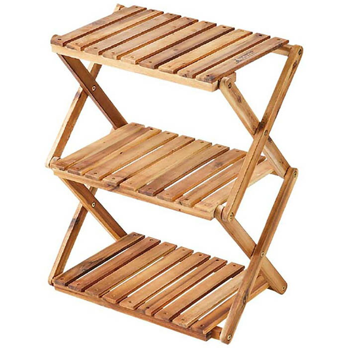 CAPTAIN STAG キャプテンスタッグ CSクラシックス 木製3段MOVEラック＜460＞ キャンプ 折り畳み 棚 高さ調整2段階 UP-2584通販格安セール情報　楽天　通販