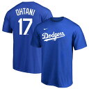 【20%OFFクーポン対象|5/23 20:00-5/27 1:59迄】 NIKE ナイキ MLB ロサンゼルス・ドジャース N&N TEE ネームアンドナンバーTシャツ 大谷翔平 Tシャツ 半袖 OHTANI 17 ブルー 正規品 ML0124SS0005(4)