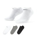 【10%OFFクーポン対象|7/19 20:00-7/26 1:59迄】 NIKE ナイキ 3P エブリデイ クッションド トレーニング ノーショウ ソックス 靴下 3足組 スポーツ トレーニング 3カラー SX7673-964