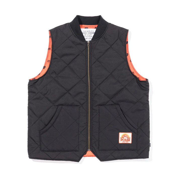 POLeR ポーラー DIAMOND QUILTED VEST ダイアモンドキルティングベスト 中綿 メンズ 2023年秋冬 THERMO LITE ブラック 233MCV0017