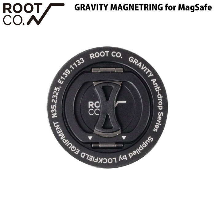 ITEM DETAILS 【LOCKFIELD EQUIPMENT×ROOT CO.コラボレーション限定デザイン】 MagSafe対応マグネット式2in1スマホリングスタンド。 「スマホリング」としての便利さと「スマホスタンド」としての実用性を兼ね備えた、スマホをもっと自由にもっとスマートにするアイテム。360度回転&MagSafe対応の強力マグネットでワンタッチ着脱、厚さわずか約4mmのスリム設計で日常使いやアクティビティの邪魔になりません。 特徴 - +αの利便性と機能美を追求し、indoorでもoutdoorでも使える製品を展開するgearholic「LOCKFIELD EQUIPMENT」と、自然の中でも都会でも様々な環境で快適に使えるモバイルギアを発信する「ROOT CO.」の特別なコラボレーション - 指を通して安定したグリップを確保し、操作性がアップするスマホリング機能 - 最大360度回転&2段階展開のリング部はそれぞれMAX130度・290度のスムーズな角度調整が可能で、最適な角度に自由に固定可能 - 横置きでも縦置きどちらにも対応し、動画鑑賞や自撮り・通話など様々なシーンで活躍するスマホスタンド機能 - アウトドアギア感あふれるアルミの質感が特徴 - 厚みわずか約4mmのスリム設計で邪魔にならないデザイン - MagSafe対応のマグネットで簡単ワンタッチ着脱 スペック - 本体サイズ：約58x58x4mm - 重量：約24g - 素材：アルミニウム・PC・マグネット その他 - 付属品：なし - 使用可能ケース（ROOT CO.製品）：MagSafe対応ケース / MagSafe非対応ケース（+Hold.・Tough&Basic・Elk.）にMagSafe対応用メタルリング等を貼り付けたもの（※iPhone15シリーズ以前のPro.・Rugged.ケース・iPhone12mini用ケース・各種コラボケースを除く） - パッケージサイズ：約85x110x10mm - 原産国：中国 - 備考：本製品は、「GRAVITY MAGRING for MagSafe」から「GRAVITY MAGNETRING for MagSafe」へ商品名が変更となりました。 - 注意事項：MagSafe非対応機種・ケースと共にご利用の場合は別売りのマグネットリング（GRAVITY METAL RING for MagSafe等）を使えば装着可能です。iPhone15シリーズ以前のPro.・Rugged.ケースはMagSafe用マグネットリング・メタルリングに対応しておりません。 ■当店でのご注文確定は、当店が定めるお買い物ガイド(下記含む)を理解し、同意したものとしてみなします。 ※実店舗を含め、複数の店舗と在庫を共有しており、ご注文後に在庫切れが発生する場合がございます。その際はメールにてご案内致します。事前にドメイン:shop.rakuten.co.jpをご登録ください。 ※店頭陳列在庫での販売の可能性があります。 ※メーカー画像を使用しておりますが、予告なく仕様やパッケージが変更される場合があります。 ※商品画像のカラーにつきましては、観覧される端末等の設定・環境によって実物と多少異なる場合があります。