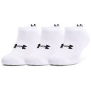 【10%OFFクーポン対象|7/19 20:00-7/26 1:59迄】 UNDER ARMOUR UAコア ノーショー ソックス (3足セット) 靴下 メンズ 2022年秋冬 トレーニング ホワイト 1363241(4)