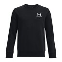 UNDER ARMOUR アンダーアーマー UAエッセンシャルフリース クルー ジュニア 2023年秋冬 トレーニングウエア トレーナー 吸汗速乾 Black/White 1380380