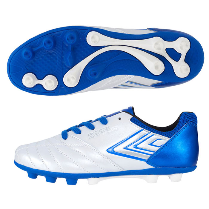 UMBRO アンブロ アクセレイター RB JR WIDE HG ジュニア キッズ 子供 サッカースパイク ワイド 2024年春夏 ホワイト/ブルー UU4UJA02WB