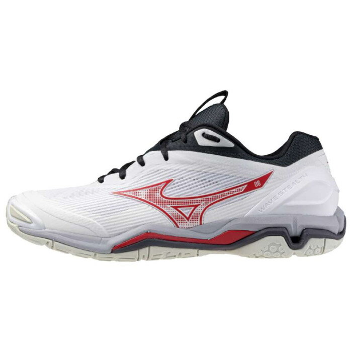Mizuno ミズノ WAVE STEALTH 6 ウエーブステルス6 ハンドボール シューズ 2024年秋冬 屋内 2E相当 ホワイト×レッド×ブラック X1GA243021