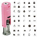 小さなマークをおせるスタンプピクトグラムくんセルフィン6(ピンクフォルダー)印面:6mm6mmφの小さなマークを押せるスタンプです。キャップレス はんこ ピクトグラム判子 シンボル イラスト 目印手帳やカレンダーに丁度いい大きさ