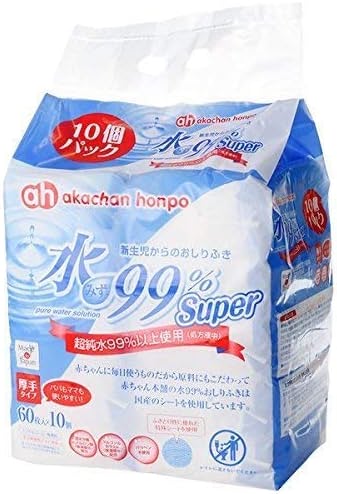 赤ちゃん本舗　水99％Super おしりふき 厚手タイプ 60枚×10個のサムネイル