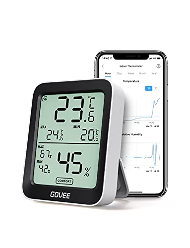 Govee 温湿度計 デジタル 温度 湿度 高精度 スマホで温湿度管理 温湿度異常アラーム付き LCD大画面 最高最低温湿度 快適度表示 グラフ記録 Bluetooth ワイヤレス 室内 置掛兼用