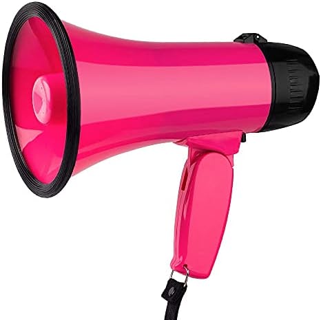 MyMealivos 拡声器 5W 小型メガホン サイレン音つき 防災にも (ピンク)