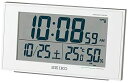 セイコークロック 置き時計 01:白パール 本体サイズ:8.5×14.8×5.3cm 電波 デジタル カレンダー 快適度 温度 湿度 表示 BC402W
