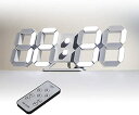 デジタル時計 LED時計 壁掛け時計 置き時計 明るさ自動感応 3D LED CLOCK 目覚まし時計 9.7インチリモコン付きナイトランプ年/月/日温度表示白色のキッチン時計（ACアダプター付属無し） KOSUMOSU ACD-210W