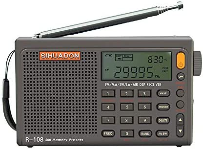 RADIWOWで作る SIHUADON R108 ポータブル BCL短波ラジオAM FM LW SW 航空無線 DSPレシーバー LCD 良好屋内および屋外アクティビティの両親への贈り物