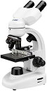 SVBONY SV605 顕微鏡 複合双眼顕微鏡 80x-1600x 双眼実体顕微鏡 生物顕微鏡 広視野 10Xと20X接眼レンズ デュアルフォーカス 6色フィルター LED光源 一体型ステージ 研究用 実験用
