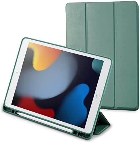 エレコム iPad 10.2 第9/8/7世代 (2021/2020/2019年) ケース オートスリープ/ウェイク対応 Apple Pencilスタンド・ホルダー付 グリーン TBWA19RWVSAGN