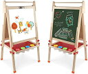 お絵かきボード 木製イーゼル 黒板とホワイトボードを含むダブルパネル 落書き 子供たちが学ぶのを助ける 96~132cmまで高さ調節可能 折りたたみ式 収納トレ...