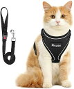 猫 猫用 ハーネス 胴輪 猫具 ねこ ネコ 子猫 子犬 小型犬 散歩 お出かけ 抜けない ベスト ソフト胸あて 軽量 頭を通さずマジックテープで装着 サイズ調節...